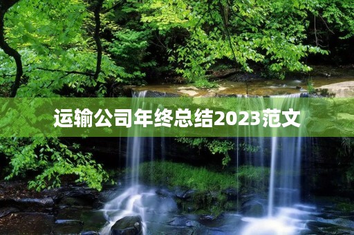 运输公司年终总结2023范文