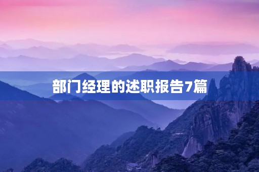 部门经理的述职报告7篇