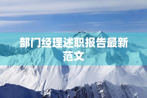 部门经理述职报告最新范文