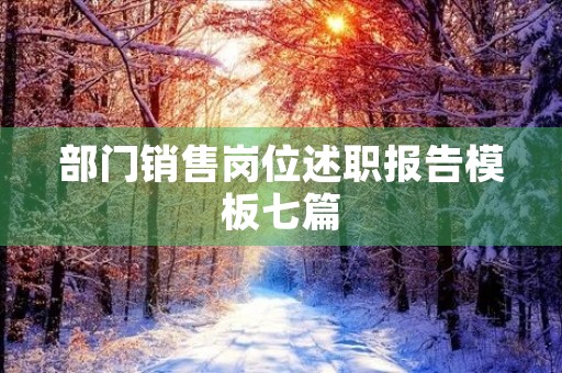 部门销售岗位述职报告模板七篇