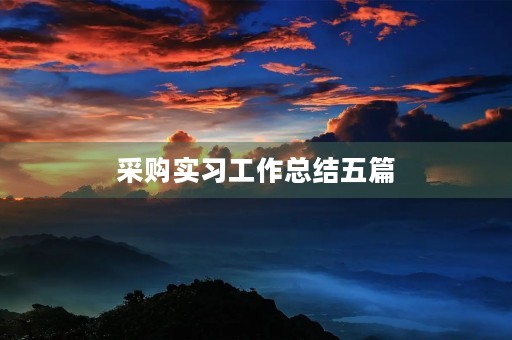 采购实习工作总结五篇 采购实习工作总结五篇
