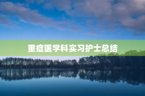 重症医学科实习护士总结