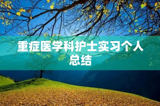 重症医学科护士实习个人总结