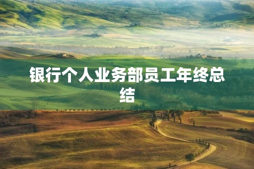 银行个人业务部员工年终总结