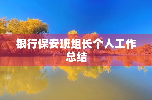 银行保安班组长个人工作总结