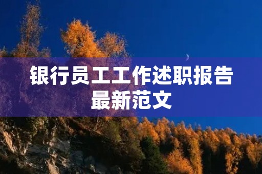 银行员工工作述职报告最新范文