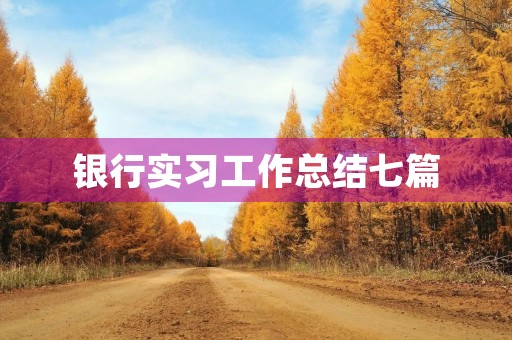 银行实习工作总结七篇 银行实习工作总结七篇