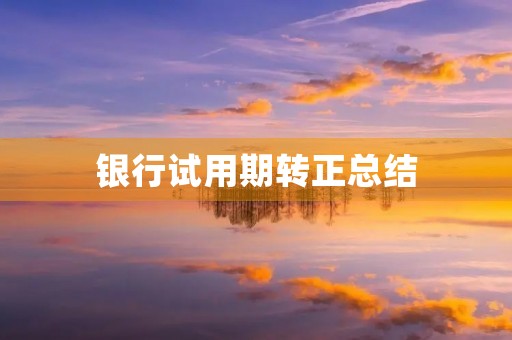 银行试用期转正总结