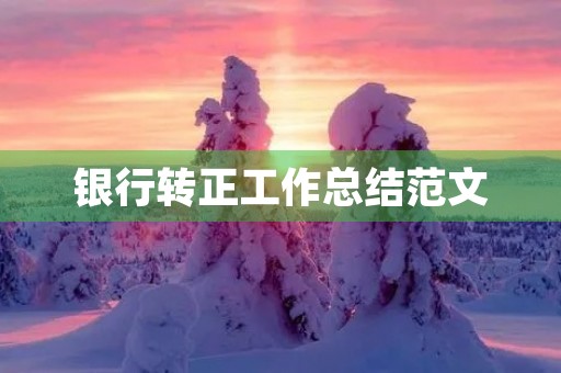 银行转正工作总结范文（20篇）