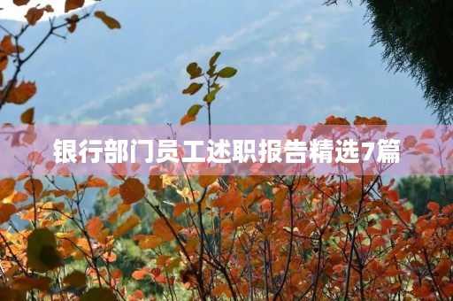 银行部门员工述职报告精选7篇