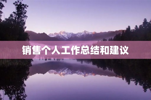 销售个人工作总结和建议(10篇)