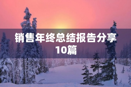 销售年终总结报告分享10篇