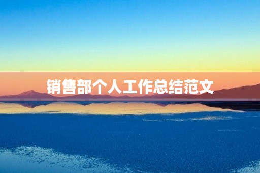 销售部个人工作总结范文