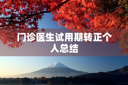 门诊医生试用期转正个人总结