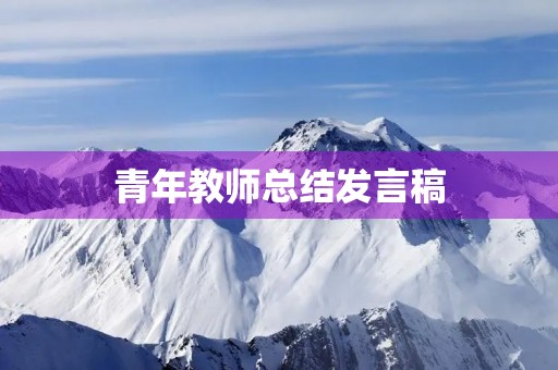 青年教师总结发言稿