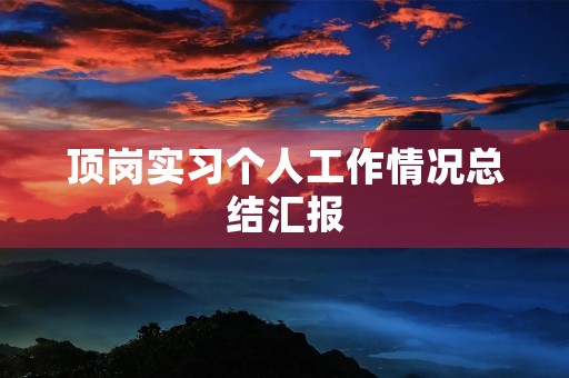 顶岗实习个人工作情况总结汇报