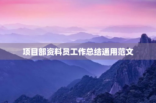 项目部资料员工作总结通用范文 项目部资料员工作总结通用范文