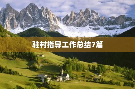 驻村指导工作总结7篇