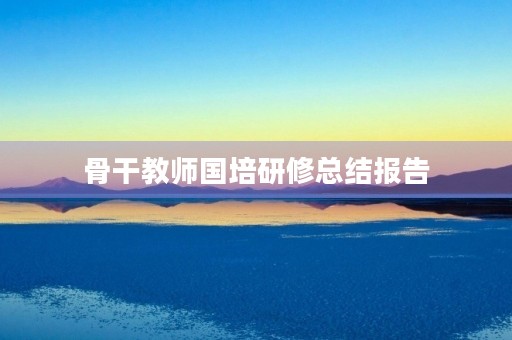 骨干教师国培研修总结报告