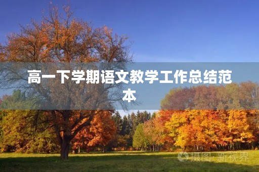 高一下学期语文教学工作总结范本
