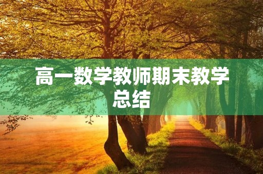 高一数学教师期末教学总结 高一数学教师期末教学总结