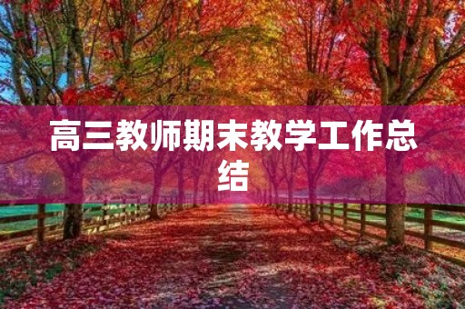 高三教师期末教学工作总结