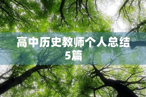 高中历史教师个人总结5篇