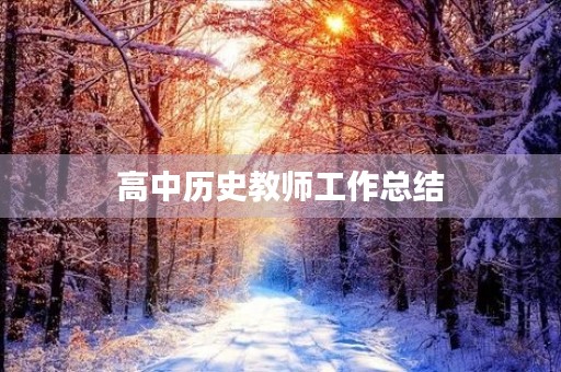 高中历史教师工作总结(7篇)
