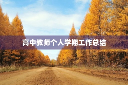 高中教师个人学期工作总结