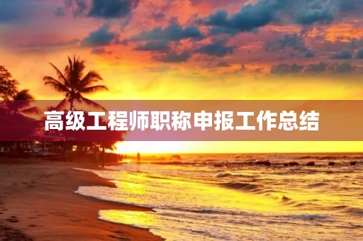 高级工程师职称申报工作总结