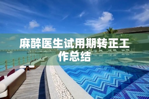 麻醉医生试用期转正工作总结