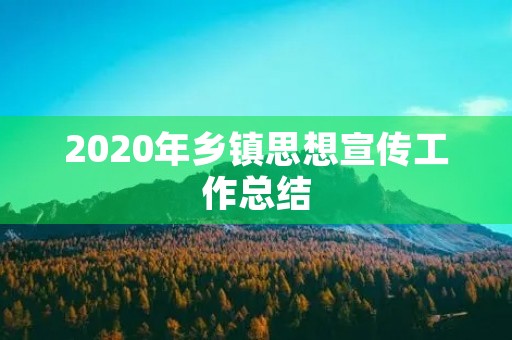 2020年乡镇思想宣传工作总结