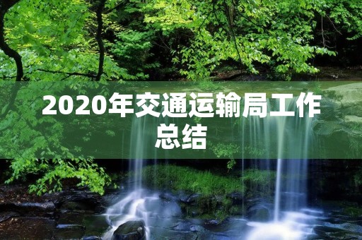 2020年交通运输局工作总结