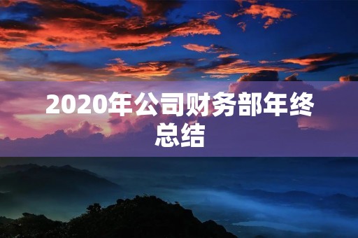 2020年公司财务部年终总结