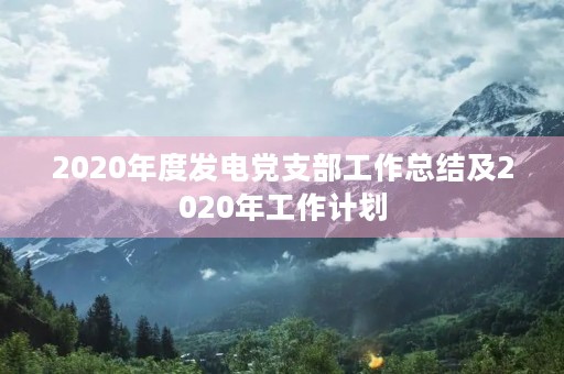 2020年度发电党支部工作总结及2020年工作计划