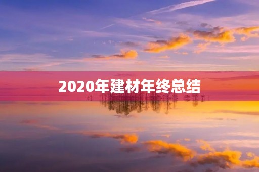 2020年建材年终总结