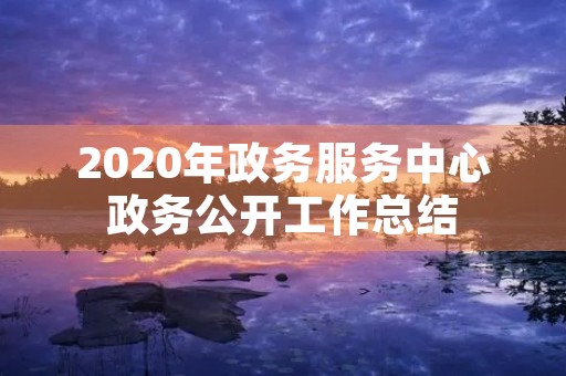 2020年政务服务中心政务公开工作总结