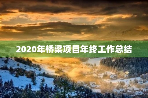 2020年桥梁项目年终工作总结 2020年桥梁项目年终工作总结