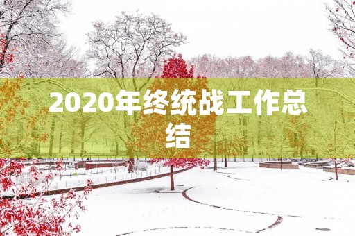 2020年终统战工作总结
