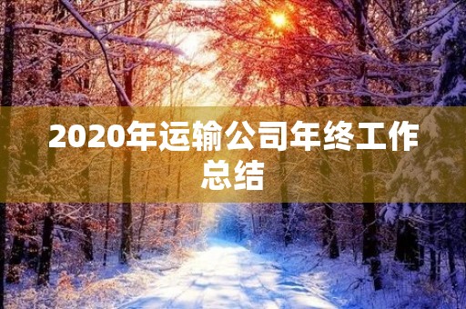 2020年运输公司年终工作总结