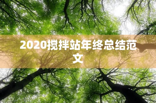 2020搅拌站年终总结范文