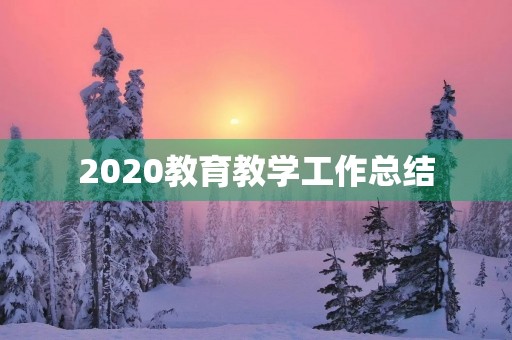 2020教育教学工作总结