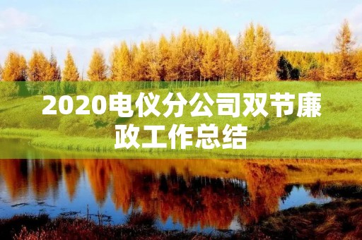 2020电仪分公司双节廉政工作总结