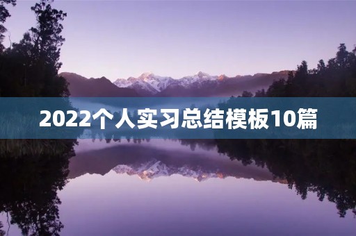 2022个人实习总结模板10篇