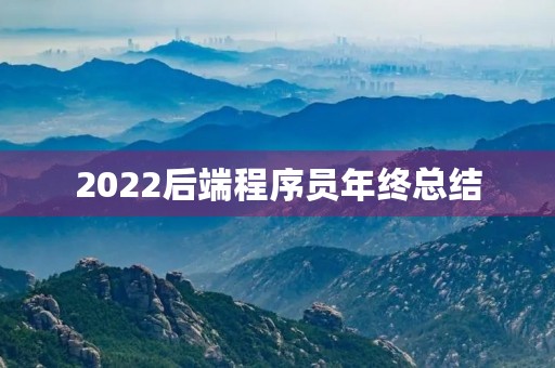 2022后端程序员年终总结