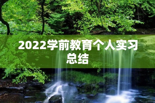 2022学前教育个人实习总结