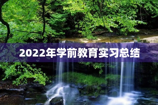 2022年学前教育实习总结