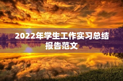 2022年学生工作实习总结报告范文 2022年学生工作实习总结报告范文