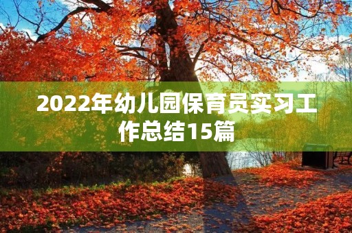 2022年幼儿园保育员实习工作总结15篇