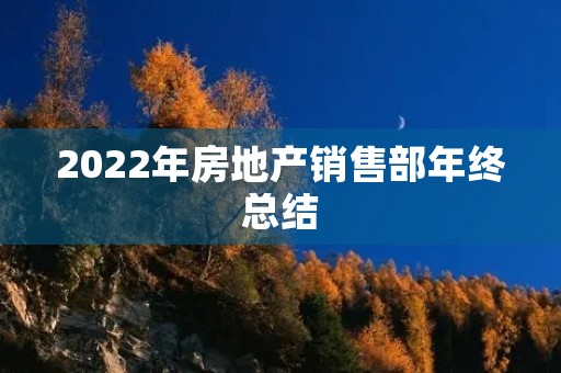 2022年房地产销售部年终总结